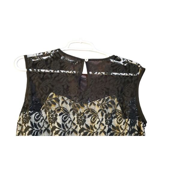 Pinky Ivory Black‎ Lace Crew Neck Sleeveless Mini Fit & Flare Dress Women Size M - Picture 3 of 14